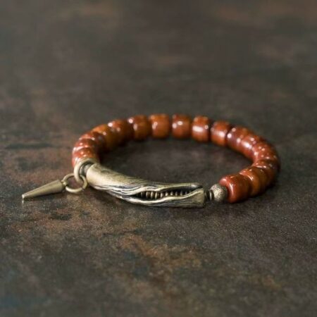 Tibetan Handmade Yak Bone Beaded Bracelet with Vintage Brass for Men and Women